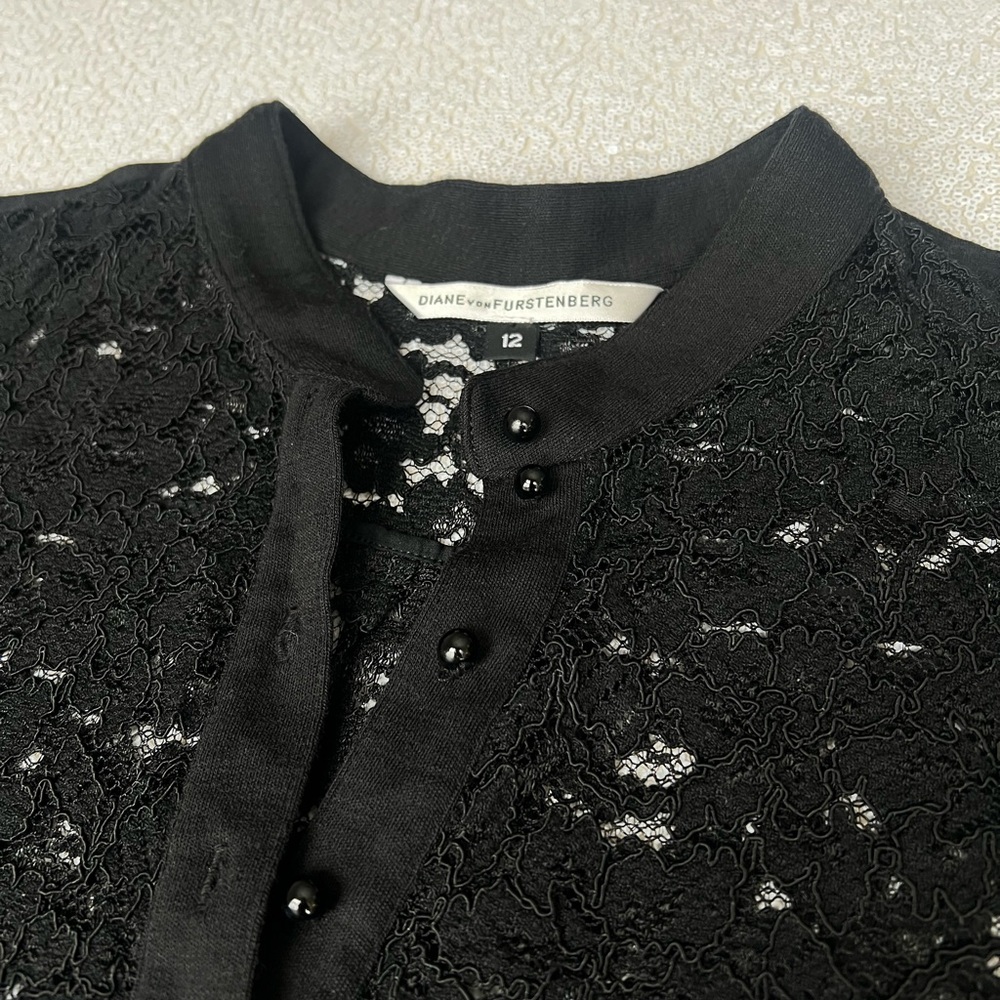 Diane Von Furstenberg Black Lace Blouse